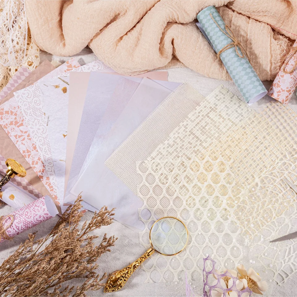 15 listov/balenie ručne vyrábaného zošita papierového remesla Textúrovaný papier Farebná tkanina Mulberry Špeciálny papier Mix pre scrapbooking