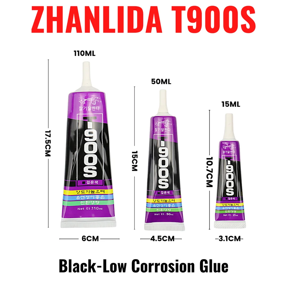 15 ml 50 ml 110 ml Zhanlida T900S Čierna nízka korózia Kontakt Kontakt Adhézne akrylovo priateľský k telefónnemu rámu Glue Glue