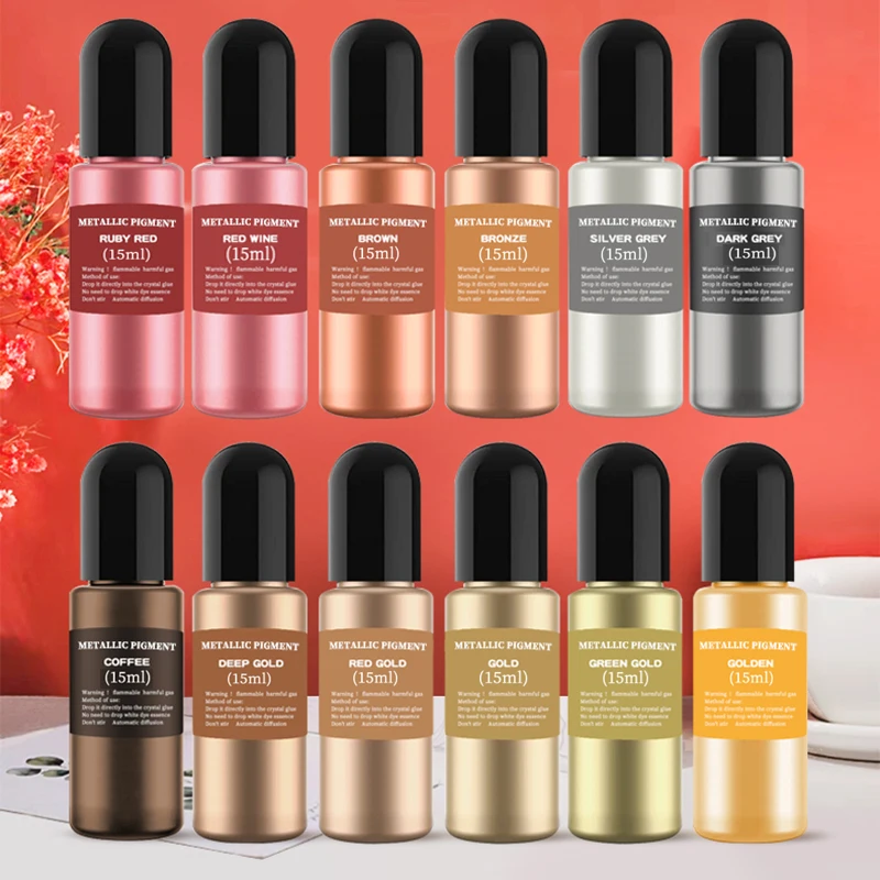 15 ml kovové živice pigment alkoholové kvapaliny farbenie farbenie 3D difúzne difúzne DIY Epoxidová živicia pleseň šperky remeslá výroby doplnkov