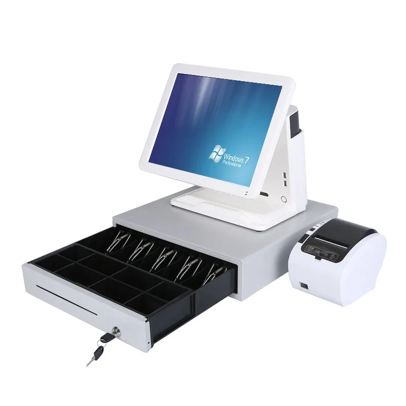 15 -palcový single Touch POS Pure Calitive Screen Screen Post s tlačiarňou a peňažnou farbou