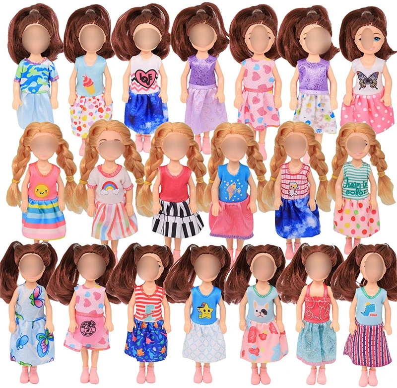 15 setov 6 palcov Chelsea Doll Clothes Set pre dievčenské bábiky, roztomilé ručne vyrábané šaty krásne mini bábiky outfity Kids narodeniny vianočné darček