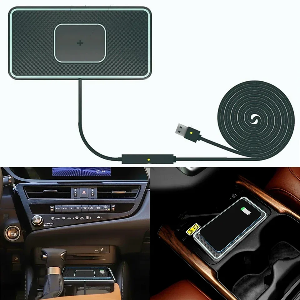 15 W bezdrôtová nabíjačka Pad Car Rýchle nabíjanie telefónu stojan pre telefón pre telefón bezdrôtové nabíjanie spúšťacieho podložky