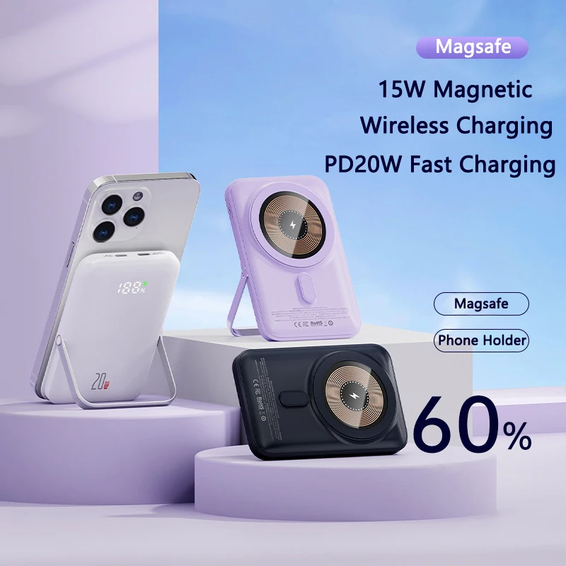 15 W Wireless nabíjačka Magsafe PD 20W rýchle nabíjanie Power Bank 10000 mAh so stojanom pre iPhone 15 x Samsung Huawei Xiaomi Powerbank