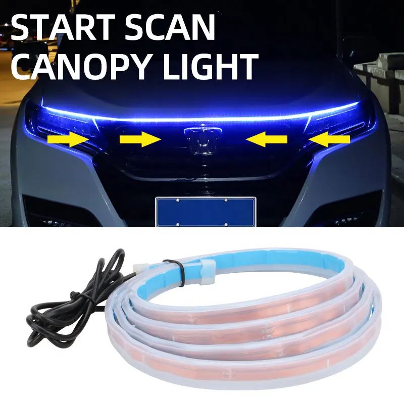 150/180 cm LED denné svetlo skenovanie Štartovanie automobilu Dekoratívne svetlá DRL Automatický sprievodca Sprievodca dekoratívnou okolitou lampa 12V