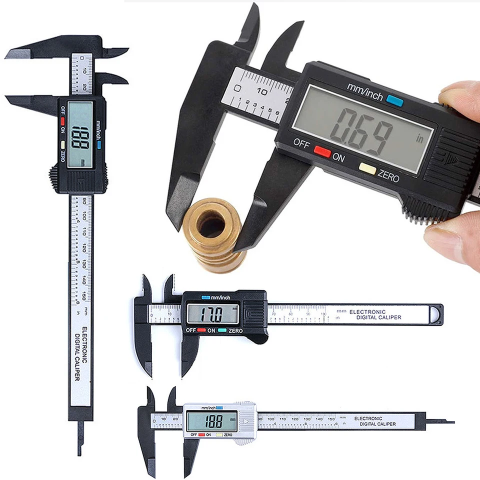 150 mm 100 mm elektronický digitálny strmeň uhlíkových vlákien Vernier Merometer Micometer Meering Tool Digitálny pravítko