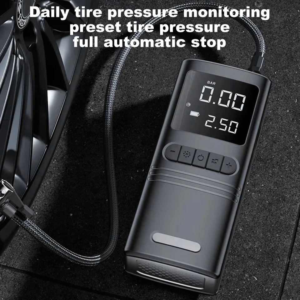 150 psi bezdrôtové vzduchové čerpadlo USB nabíjateľný skokový štartovací výstavný displej elektrickej pneumatiky pre pneumatiky pre automobilové bicykle guľa