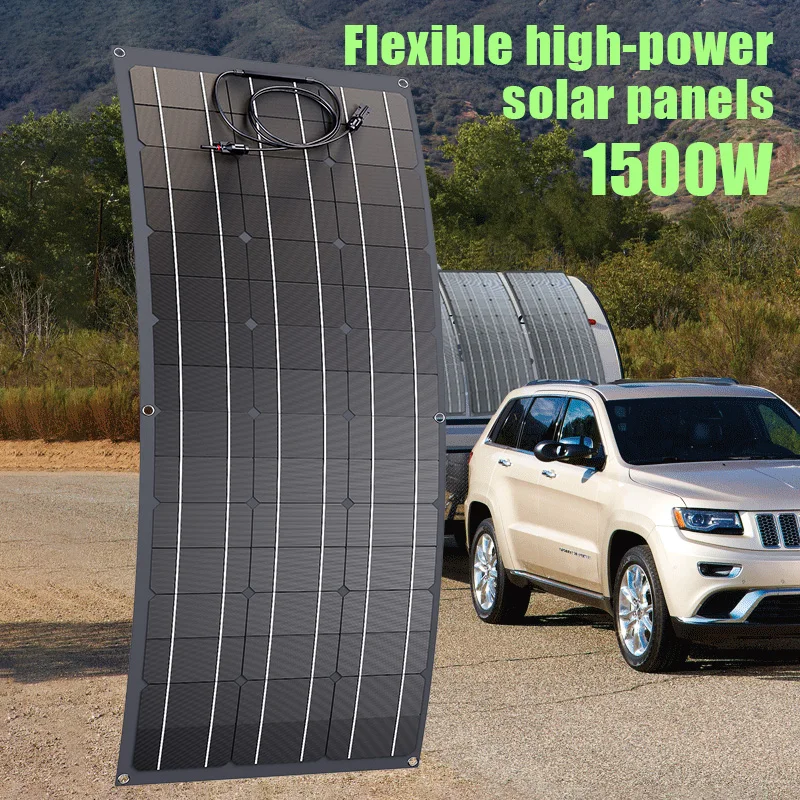 1500 W 3000W Solárny panel High -Power ETFE Flexibilný monokryštalický solárny článok Domov/vonkajšie kempingové vozidlá/člny 12V nabíjačka batérií