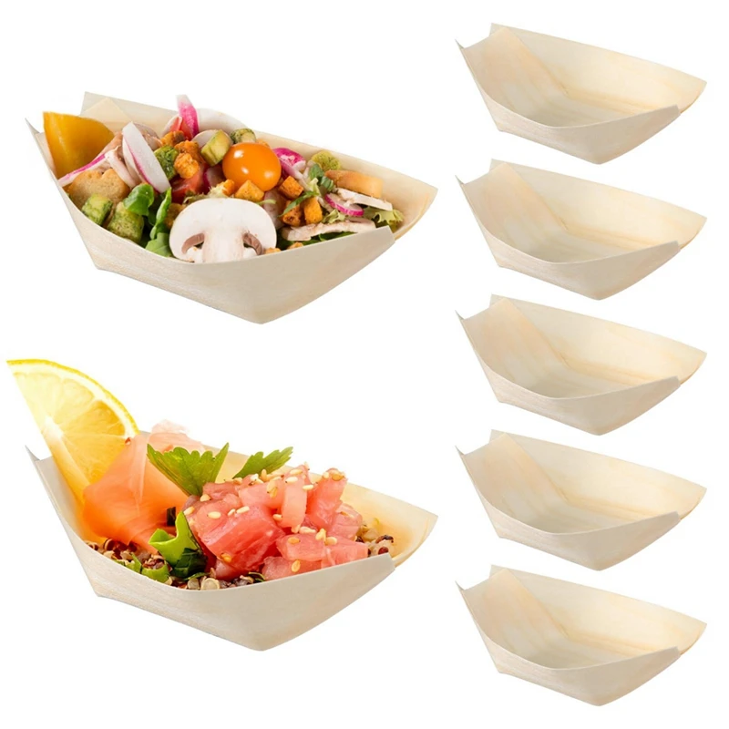 150ks jednorazové sushi lode predjedla dosky drevené jedlá podnosy drevené večere Sushi a súpravy na párty sashimi