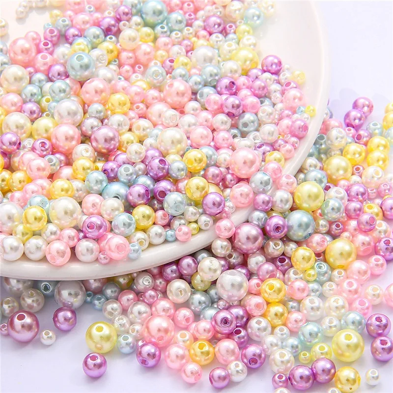 150ks mix Veľkosť 3-8 mm farebné perly okrúhle guľôčky ABS Imitácia perlových guľôčok pre šperky výroby DIY náhrdelníkových náramkov