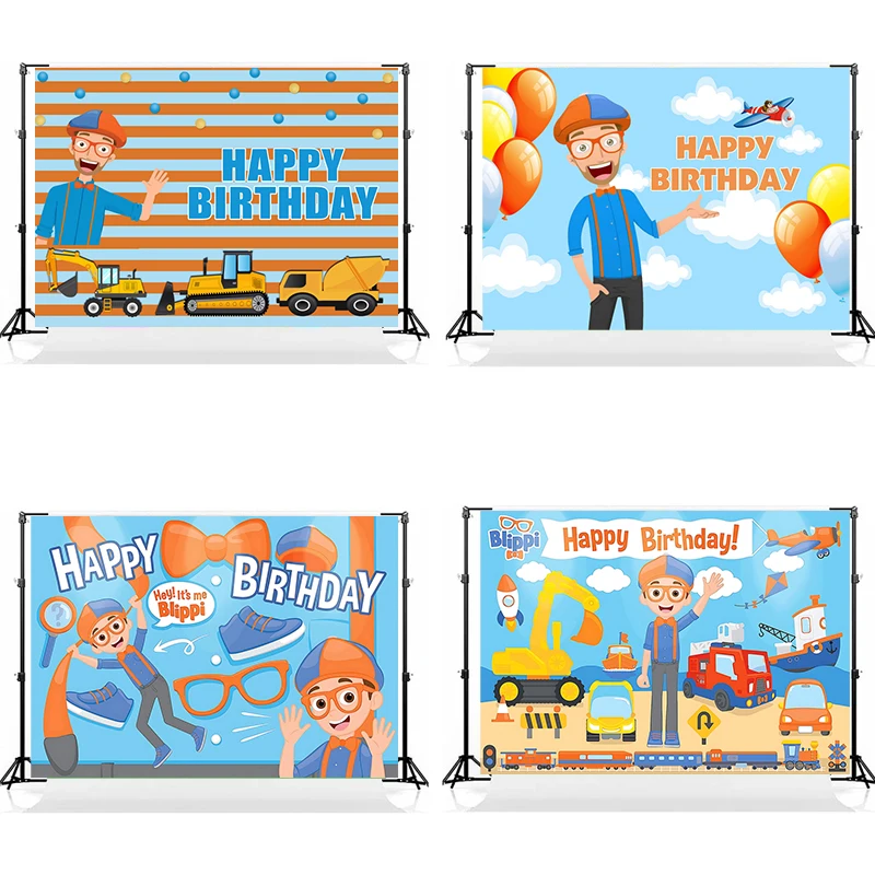 150x90cm Blippi Narodeniny Decotion All For Birthday Party Stena Pozadie bábätká Dieťa Dieťa Slávnostné potreby Domáca fotografia Wall