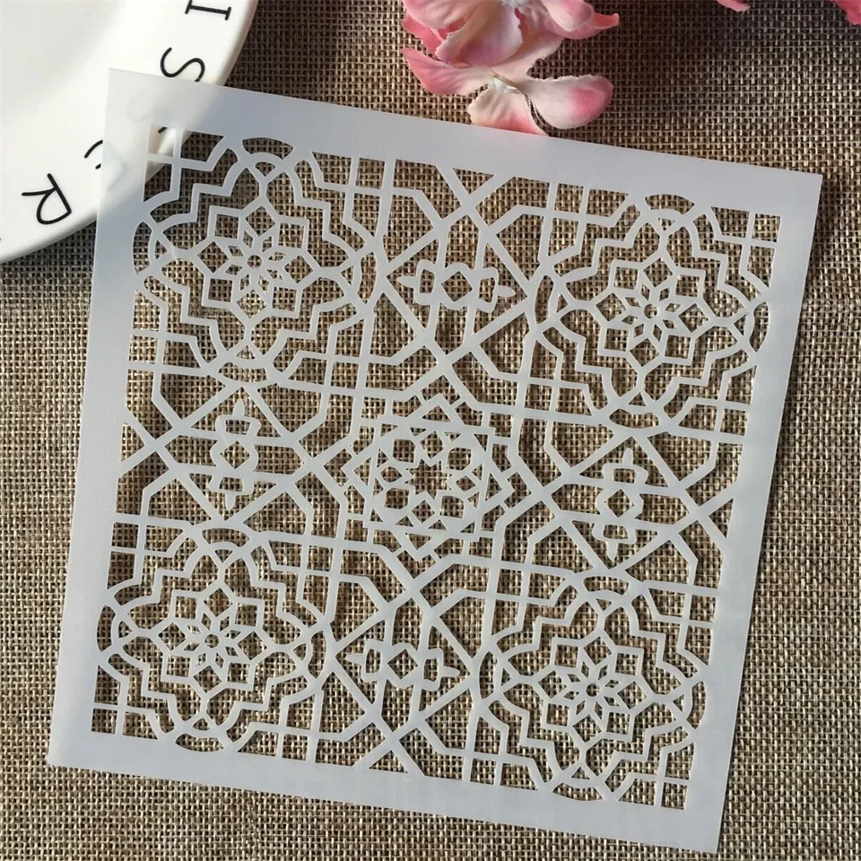 15cm Geometry Rám DIY vrstvenie Šabliny nástenné maľovanie na scrapbook sfarbenie reliéf album dekoratívna šablóna