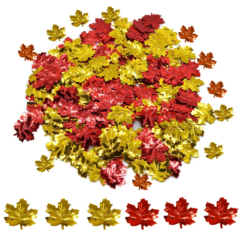 15g Glitter Maple Leaf Confetti Gold Sprinkle Jeseň listov konfety na Deň vďakyvzdania Halloween Party dekorácie DIY DECON DETOR