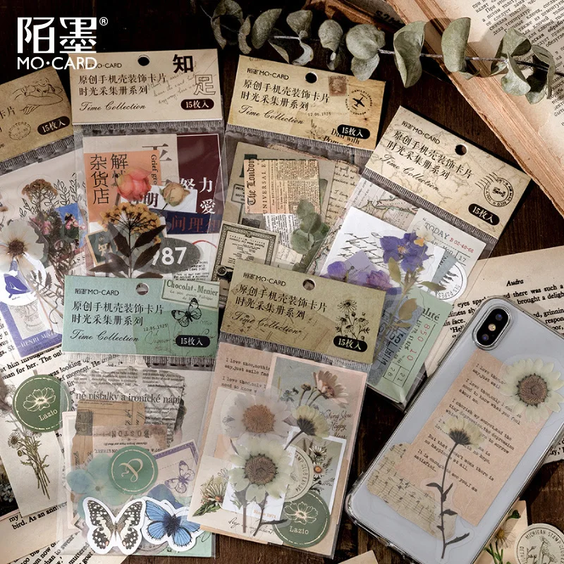 15ks/1Lot Kawaii Stationery Sticker Time Collection Series Series Denník Plánovač Junk Journal Dekoratívne scrapbooking DIY