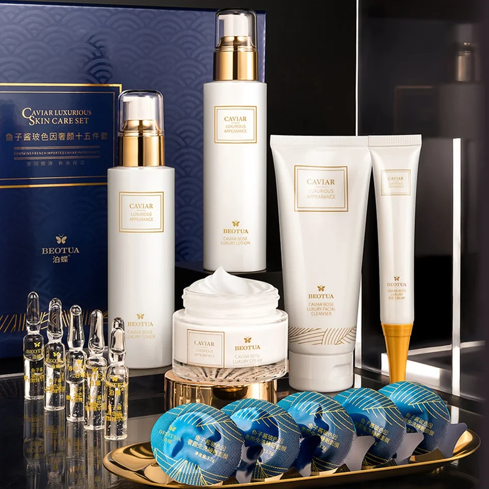 15ks kaviár Caviar Care Set tvár Sérum Set tvár Zvlhčujúce anti vrásky bielenie krásy zdravie Kórejský oblek na starostlivosť o pleť