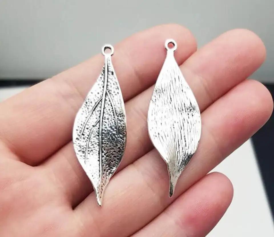 15ks/lot-49x16 mm starožitné strieborné skrútené listy kúzla Listové prívesky DIY náušnice