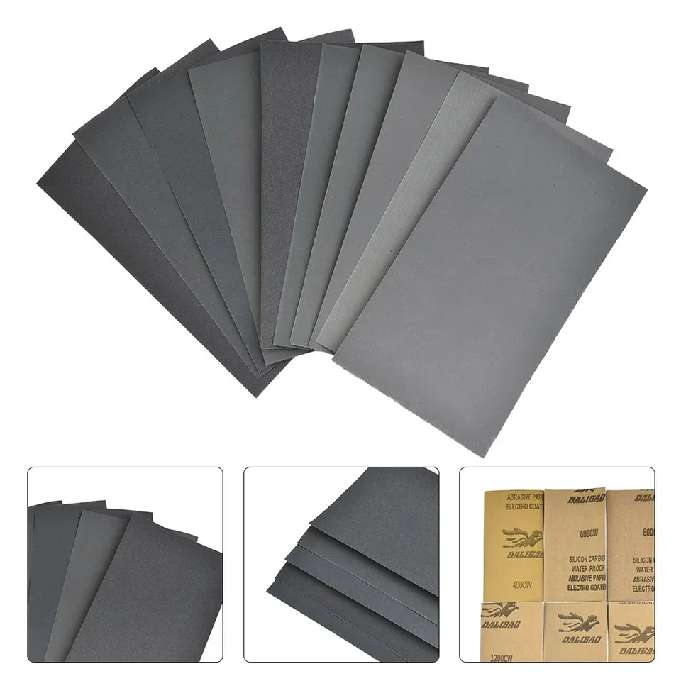 15ks/set mokrý brúsny papier 400 600 3000 800 1000 1200 1500 2000 2500 2500 GRIT Banding Paper Water/Suny Brusívny nástroj na leštenie kovov