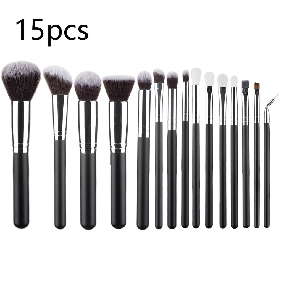 15ks čierne kefy nastavené očné tieňové práškové základy korektor kozmetický make -up kefa brochas de maquillaje