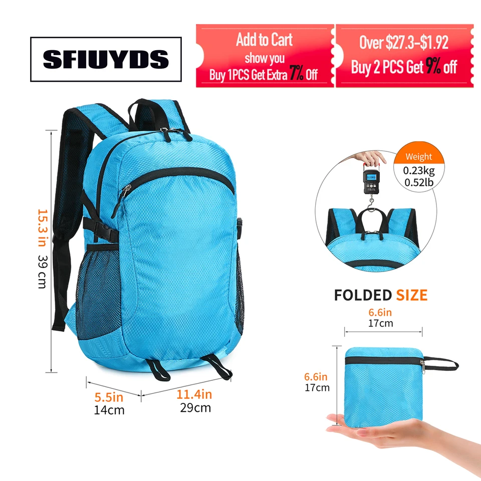 15L prenosné batohy Ultralightbable Batoh nepremokavá značka skladacia taška ľahká cestovná turistika Daypack Men Bnapsack