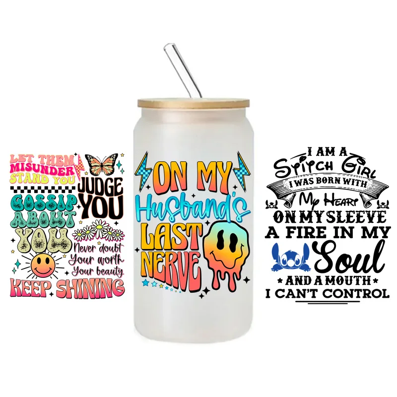 15pcs Custom Design Read na prenos hkitty prenosových zábalov 3D UV DTF pohár Zábavné obaly pre 16oz libbey môžu poháriky