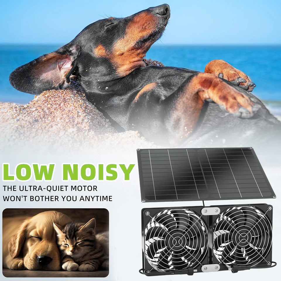 15W 12V Solárne chladiace ventilátor regulujte teplotné slnečné ventilácie ventilátory solárneho panela s duálnym ventilátorom pre skleník kuracieho koláča