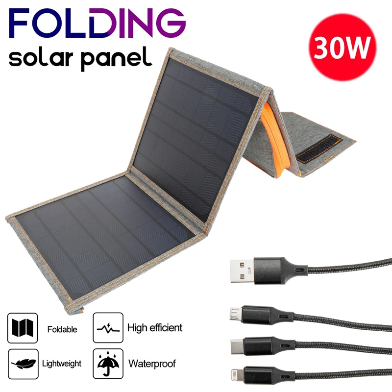 15W 20W 30 W prenosné skladacie skladacie 5V solárne panelové vodotesné pre mobilný telefón Power bankovú nabíjačku batérie vonkajšie kempingy