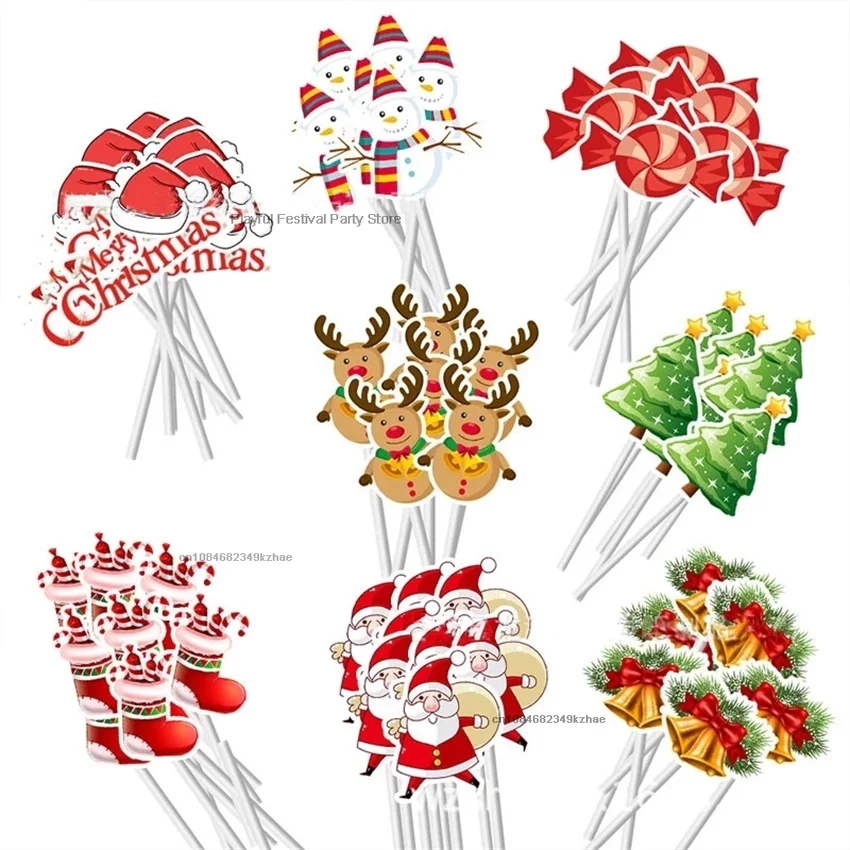 16/48ks Santa vianočné košíčky Wrapper Wrapper Birthday Party Torty Topper Dekorácie Santa Xmas Tree Vianočné večierky Decorácie koláča