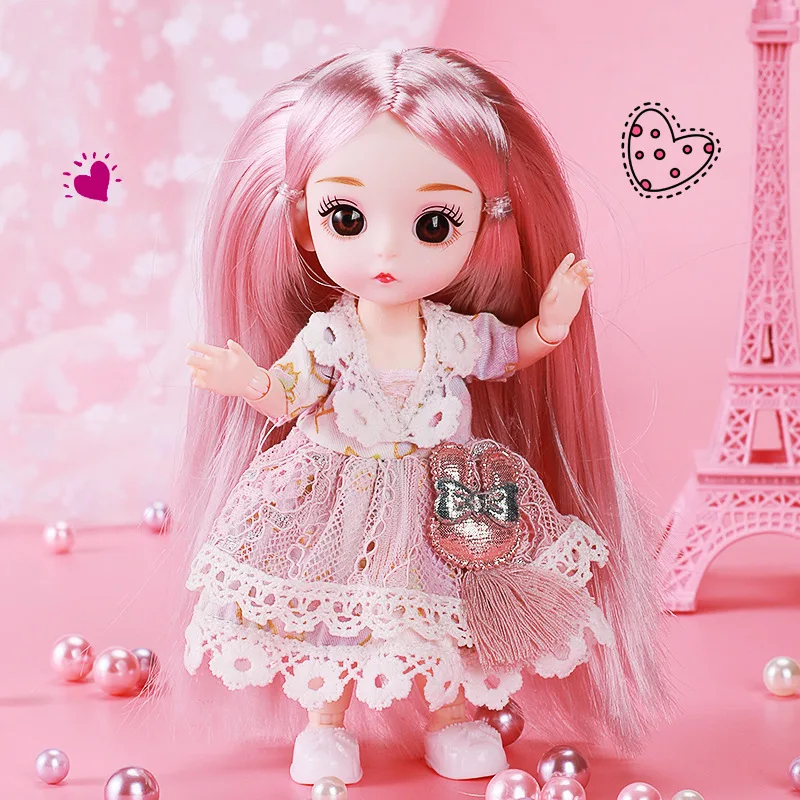 16 cm bjd bábika s oblečením a topánkami, 1/12 Sladká princezná Lolita Scale Action Figure, DIY Moveble 13 kĺby darčeková dievčina hračka