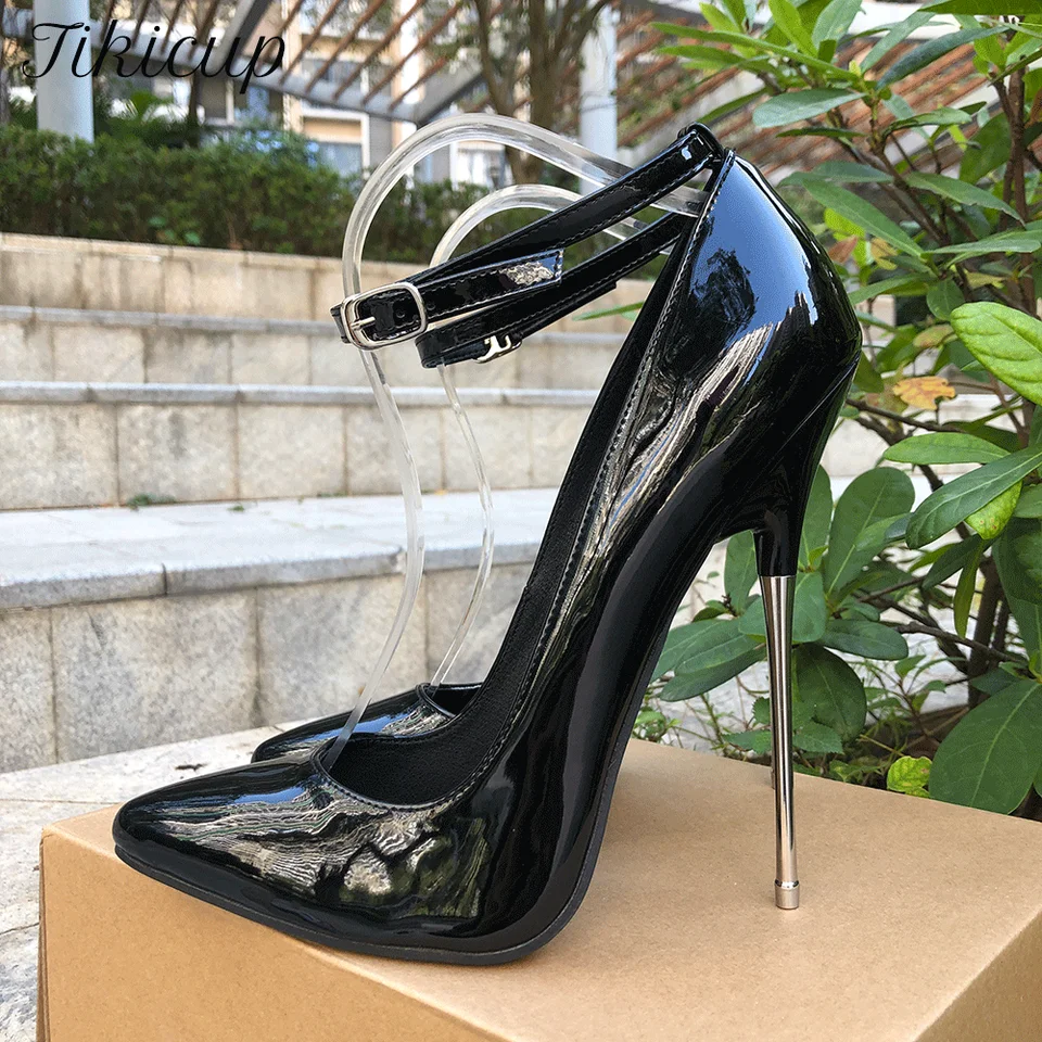 16 cm extrémne kovové vysoké podpätky Ženy sexy pumpy Stilettos Muž fetiš model Party Club Unisex Shoes Crossdresser Prispôsobte čiernu farbu