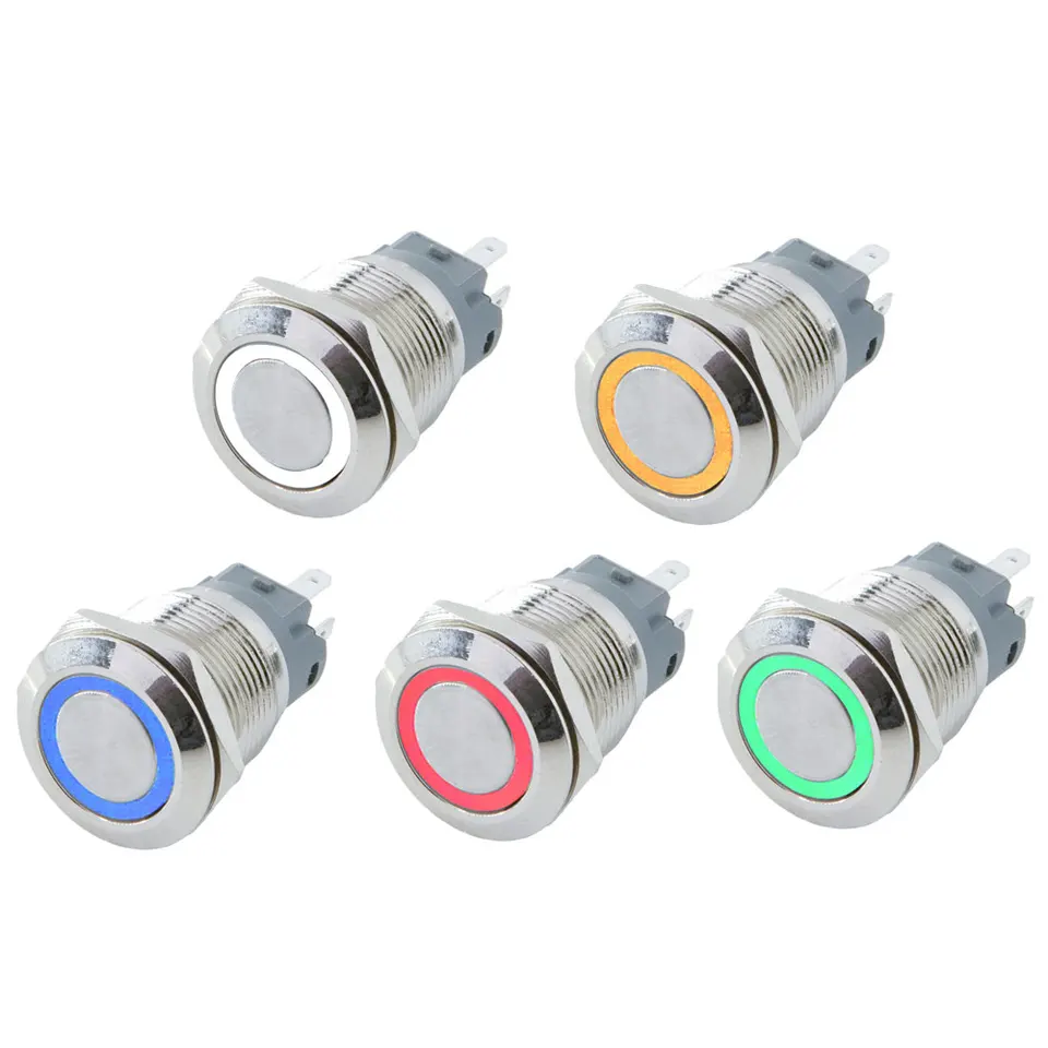 16 mm 19 mm 22/25 mm kovové tlačidlo Vysoký prúd 10/15/20A 3-220V vypínač OFF OFF LED LED svetlo vodotesný predĺžený kruh IP65