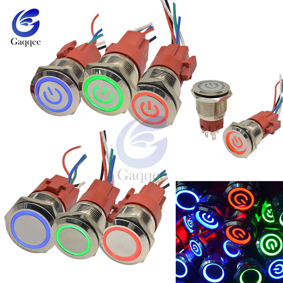 16 mm 19 mm 22 mm vodotesný spínač tlačidla/napájanie LED LED 250V 5A RESET MAMETRICKÉ ZAMESTNANIE Kovový spínač pre auto automatické