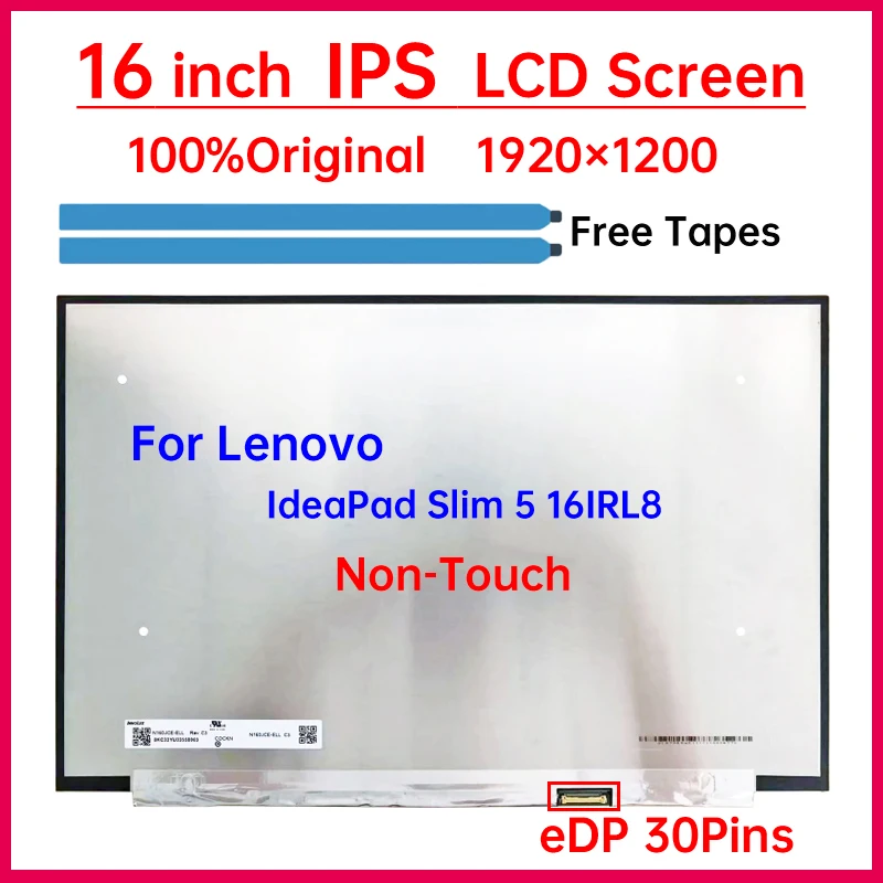 16-palcový notebook LCD obrazovka N160JCE-ELL NV160WUM-N48 pre Lenovo IdeaPad Slim 5 16irl8 DISPICK PANEL 30 PINS 5D11K06176 5D11K06180
