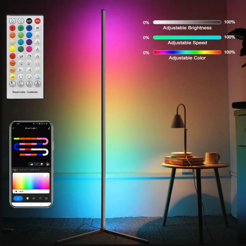 160 cm Dimmable RGB LED nálada Svetlo Smart Tuya Wifi LED LEGGLE BAR ROTNÁ SLADOVÁ LAMka pre spálňu Obývacia izba vianočná výzdoba