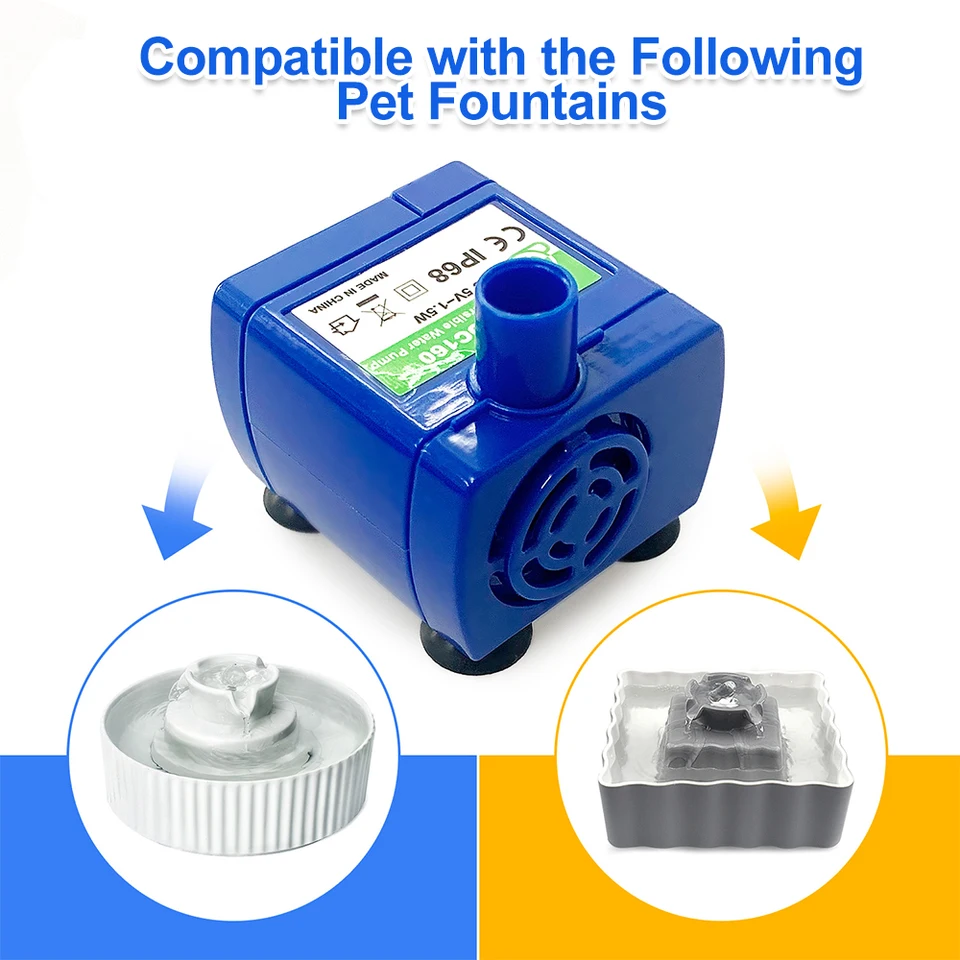 160 l/h 1,5 W Mini ponorné čerpadlo 5V DC s nízkym hlukom bez kefiek bez kefy pre mačku Pet Cat Pitie misky DispenSer Pet príslušenstvo pre domáce zvieratá