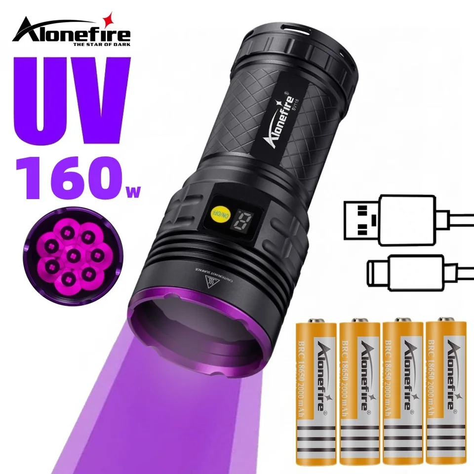 160 W vysoký výkon UV baterka Čierne svetlom mačacie psie psie psie škvrny tinea rudné peniaze škorpión