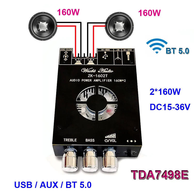 160W + 160W TDA7498E Power Stereo zosilňovacia doska Bluetooth kompatibilný ekvalizér triedy D domáce kina subwoofer Audio zosilňovač