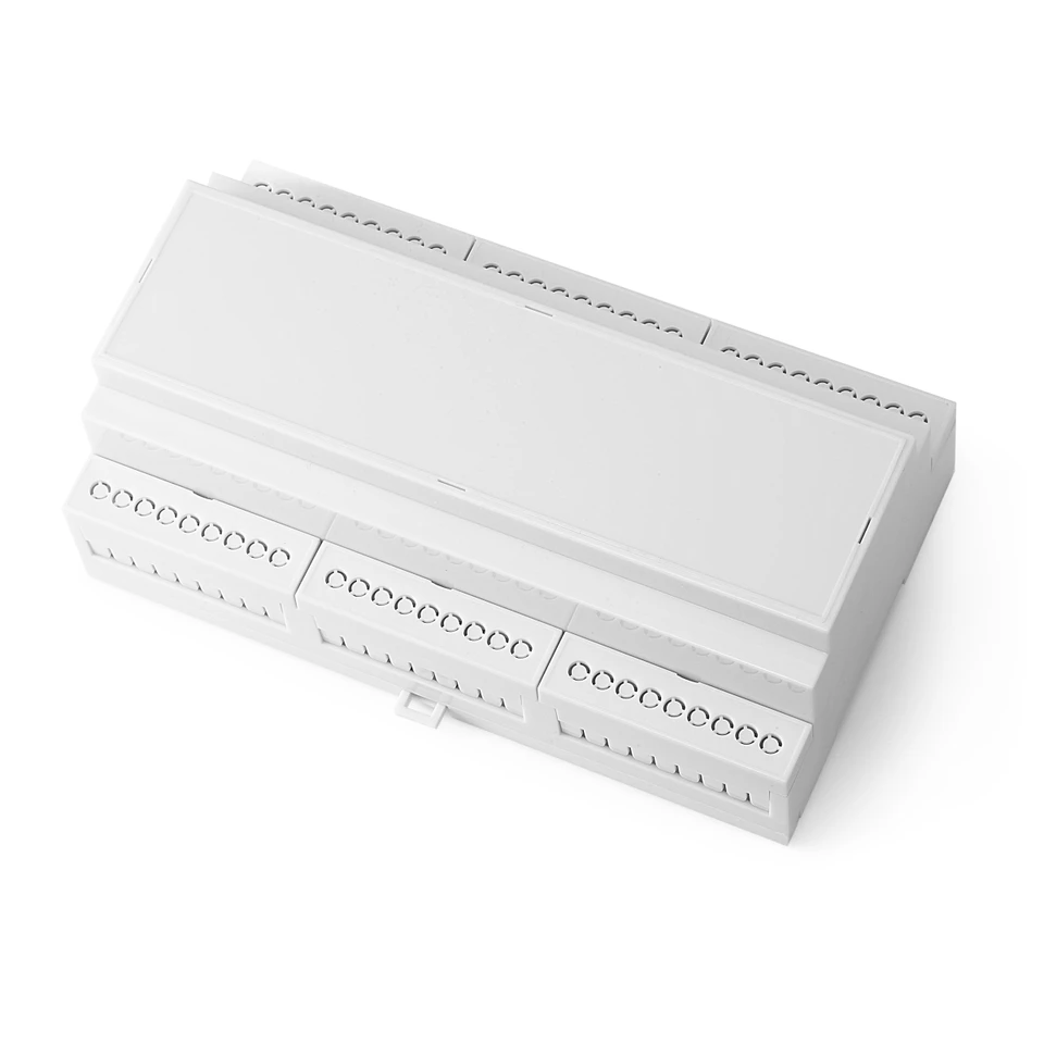 160x90x57mm PCB DIN Rail Relay Relay Plastové puzdro 128-5.08 PLC 27 bodov funguje konektor terminálového bloku DIN Rail ABS Project Box