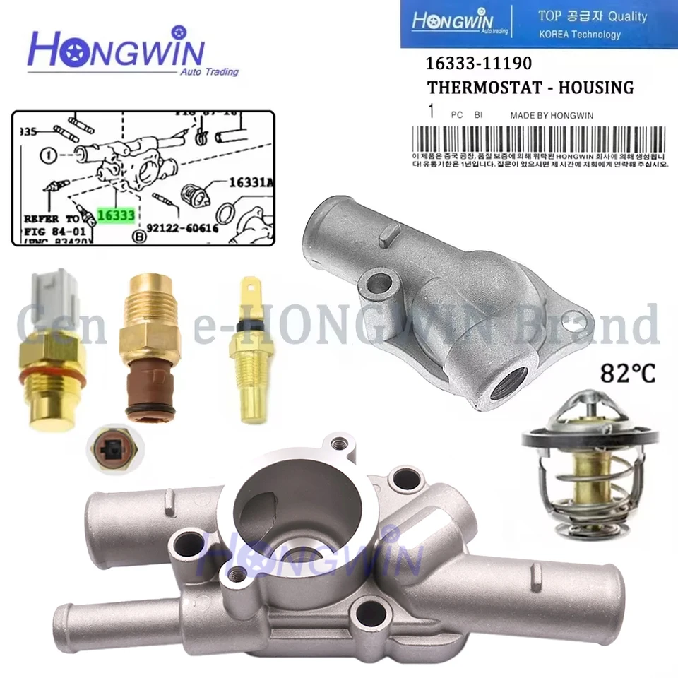 16303-11050 16333-11190 pre Toyota Corolla Corsa Carina Sprinter Starlet EP80 2E 3E Termostat Housing Water Outlet 16333 11190