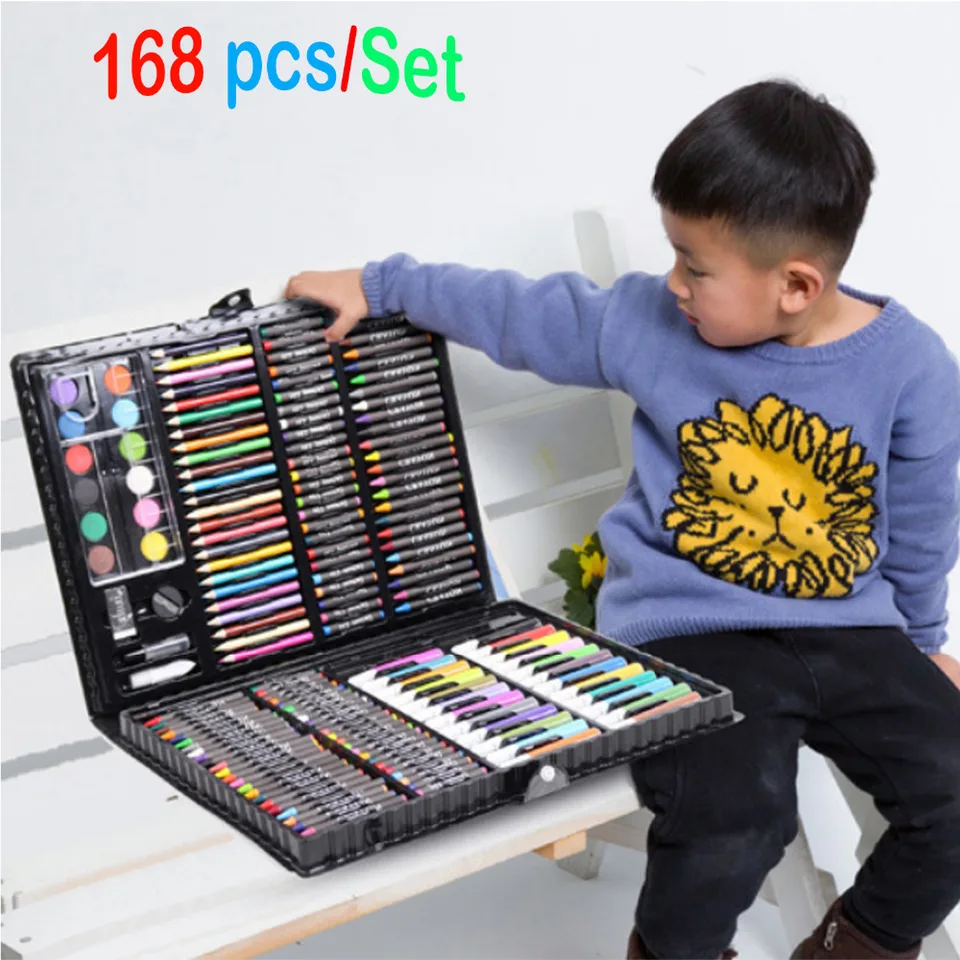 168ks/set art set olej Pastel pastel farebné ceruzky Marker Piany Watercolor maľba maľba kresba Kit vianočný darček pre deti