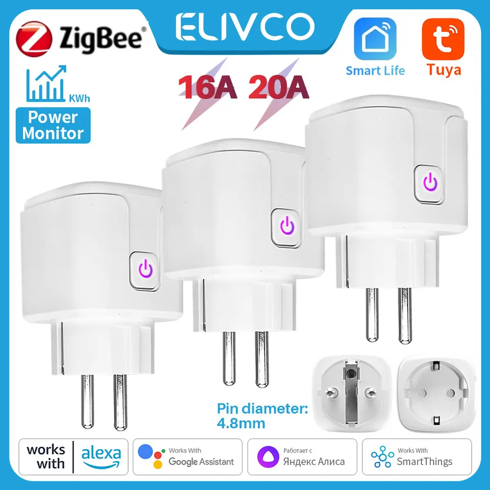 16A/20A TUYA ZIGBEE SMART Plug EU SMART SOCKET S DOPRAVU SVOJE MONIGENTOVÉHO OVLÁDANIA Podpora hlasového ovládania Alexa Google HOME YANDEX ALICE