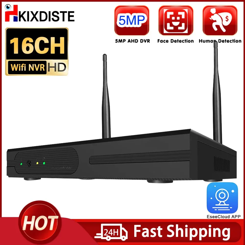 16ch WiFi Mini NVR H.265 Video rekordér bezdrôtovej siete pre 5MP 3MP WIFI Sledovanie bezpečnostnej kamery Podpora 4TB Pevný disk 4TB