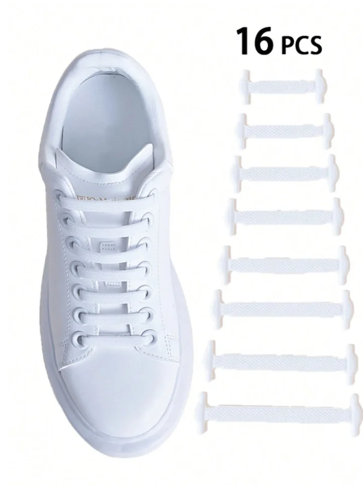 16ks/balenie bieleho silikónu bez kravaty topánky Stretch Shoelaces pre tenisky Príležitostné topánky Športové topánky bojové topánky
