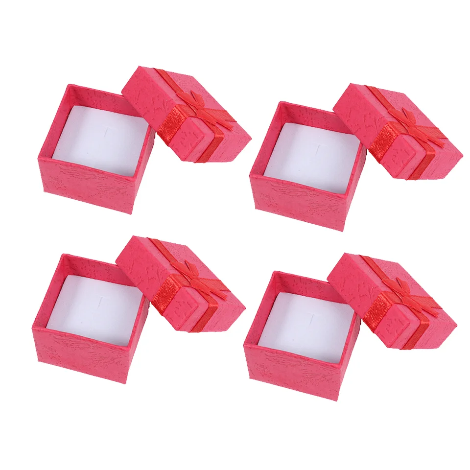 16ks Európsky štýl Ring Box Módne šperky Storage Box Bowknot Storage Puzdro (červená) krabica šperkov