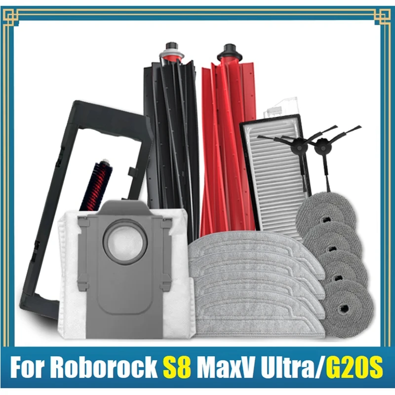 16ks pre roborock S8 Max V. Ultra G20S Robot vysávač Členo príslušenstvo súprava mop keškové tašky na prach z hlavnej bočnej kefy filter kefy