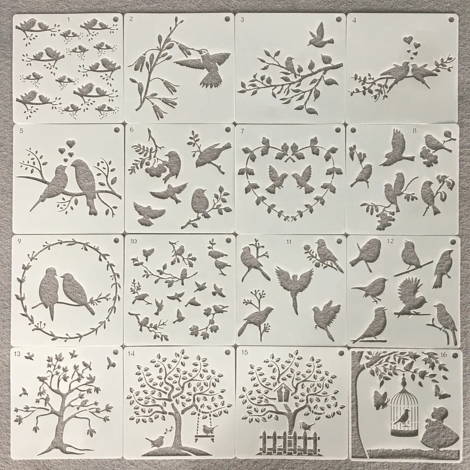 16ks/set 15cm vtáky lastovičky stromu DIY vrstvenie šablóna maľba zo scrapbook sfarbenie Embosing Album Dekoratívna šablóna