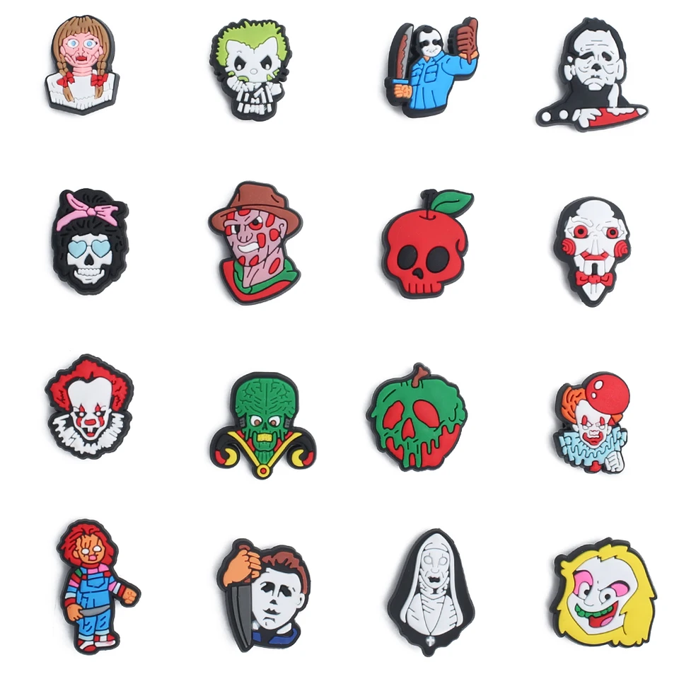 16ks/set Horror Movie Halloween Series pre obuvové kúzla doplnky pre klasickú dekoráciu obuvi Fit náramok detských darčekov