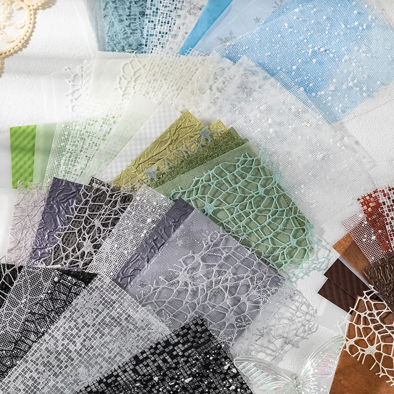 16ks Vintage zmiešaný špeciálny papier Gauze Scrapbooking Paper Ozdobenie dodávok DIY Junk Journal Planner Collage