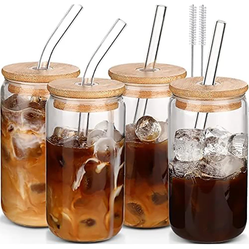 16oz Straw Cup s vekom, sklenený sklenený sklenený pohár odolný voči tepelne, pohár s vysokou krásou Cola