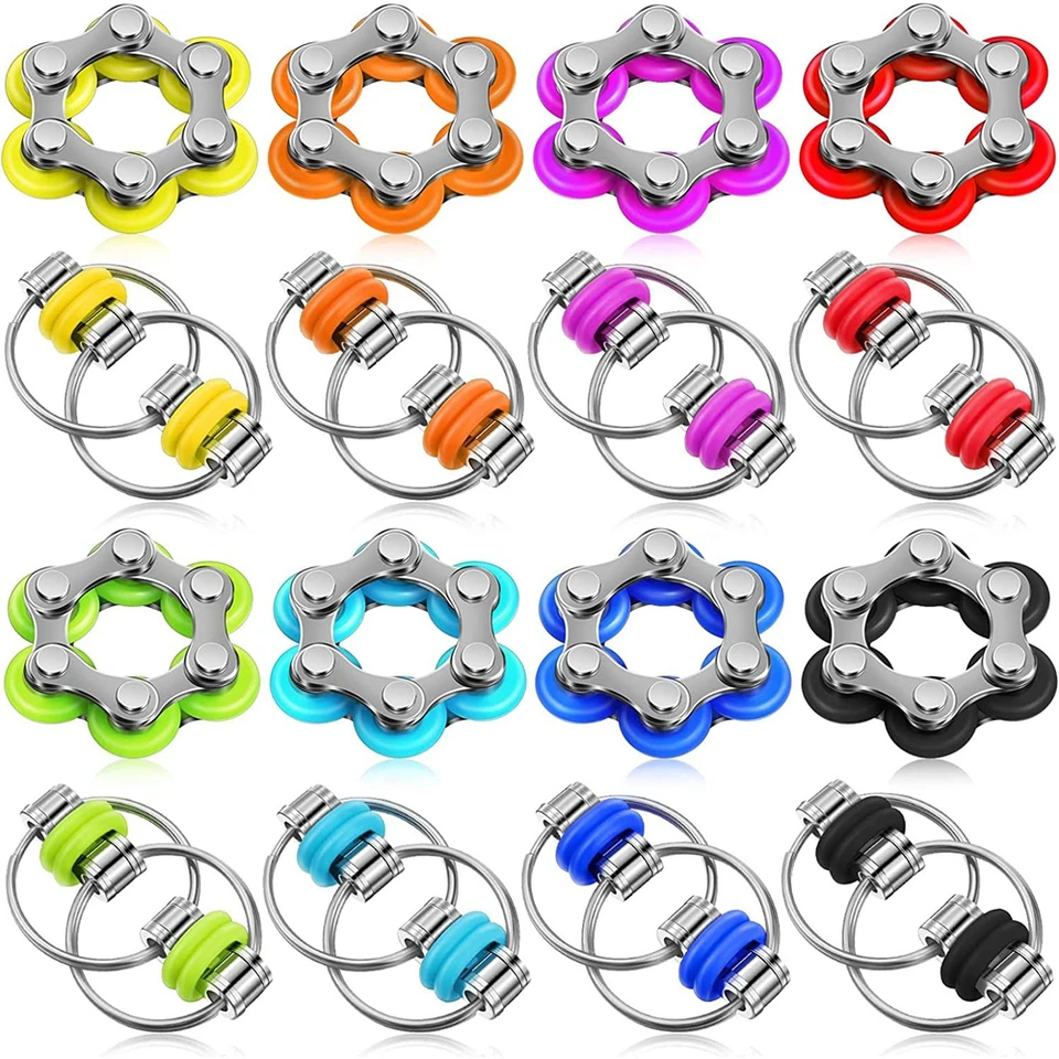 16pcs fidget hračky sada valčekových reťazcov Kľúčový reťazový reťazový stres reduktor reťazca hračiek Hračky Hračky úzkosti pre dospievajúcich dospelých ADHD autizmus
