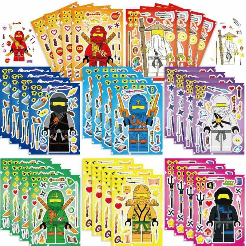 16Sheets/balenie ninja Vytvorte si vlastnú tvár pre domácich majstrov pre domácich nálepiek Party
