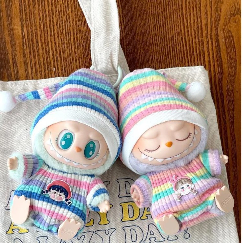 17 cm Mini Plush Doll's Clothes Doplnky pre Kóreu Kpop LaBubu Idol Singt Singet Party V1 V2 Autumn Onesie Hat Set Clothing